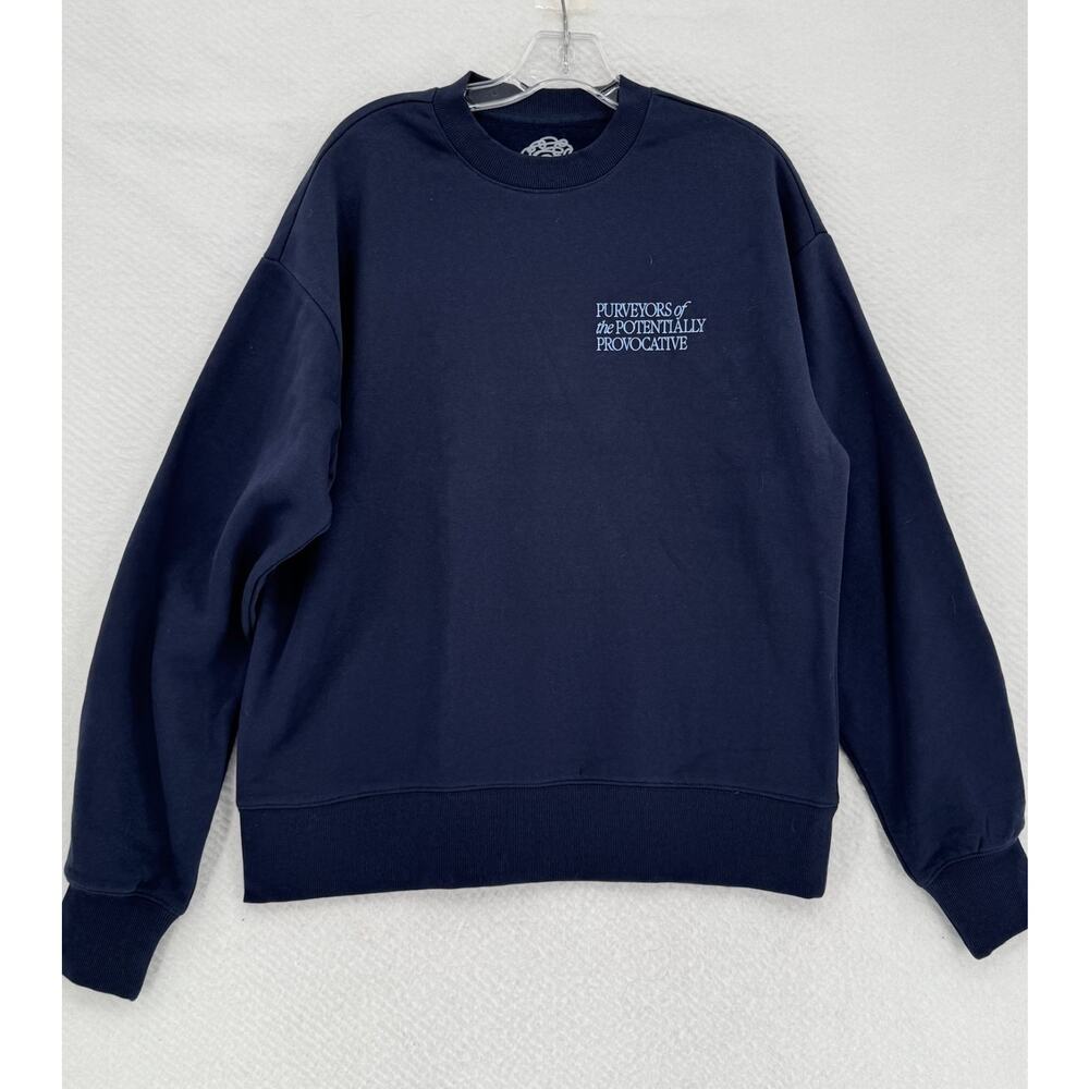 CM Studios Purveyors of the Potentially Provocative Blue Graphic Sweatshirt Sz S
